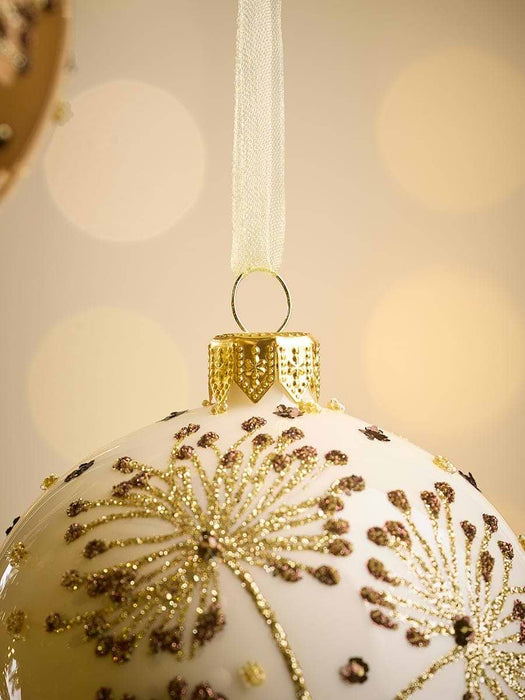 Six Dandelion Glass Baubles