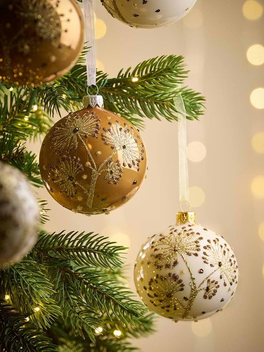 Six Dandelion Glass Baubles