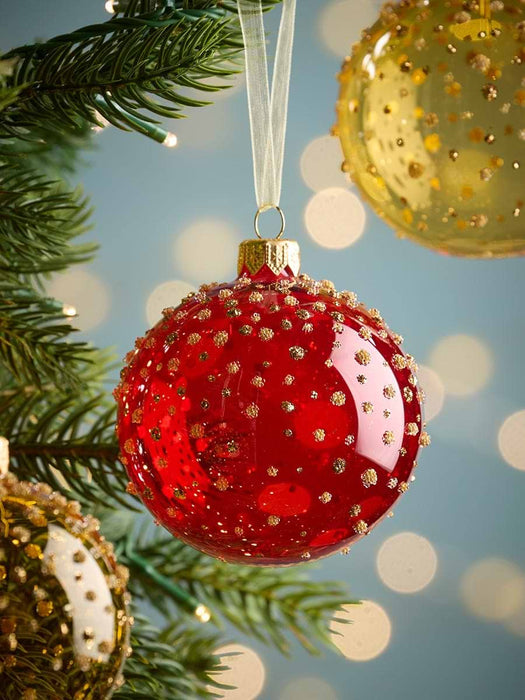 Six Sparkle Burst Baubles - Warm Mix