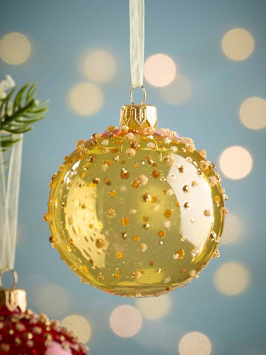 Six Sparkle Burst Baubles - Warm Mix