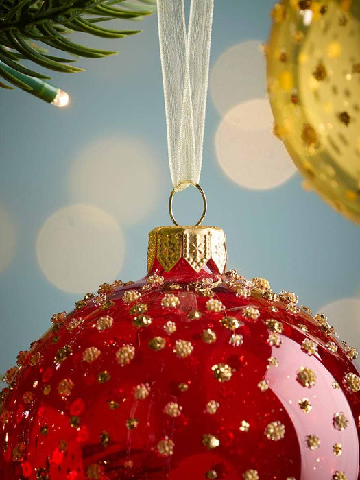 Six Sparkle Burst Baubles - Warm Mix