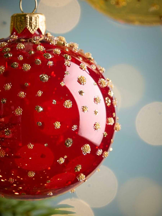 Six Sparkle Burst Baubles - Warm Mix