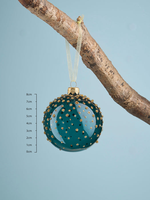 Six Sparkle Burst Glass Baubles - Cool Mix