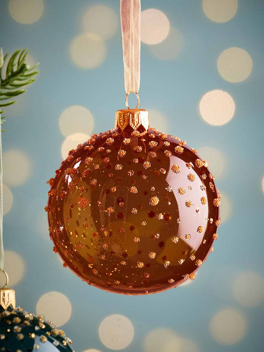 Six Sparkle Burst Glass Baubles - Cool Mix