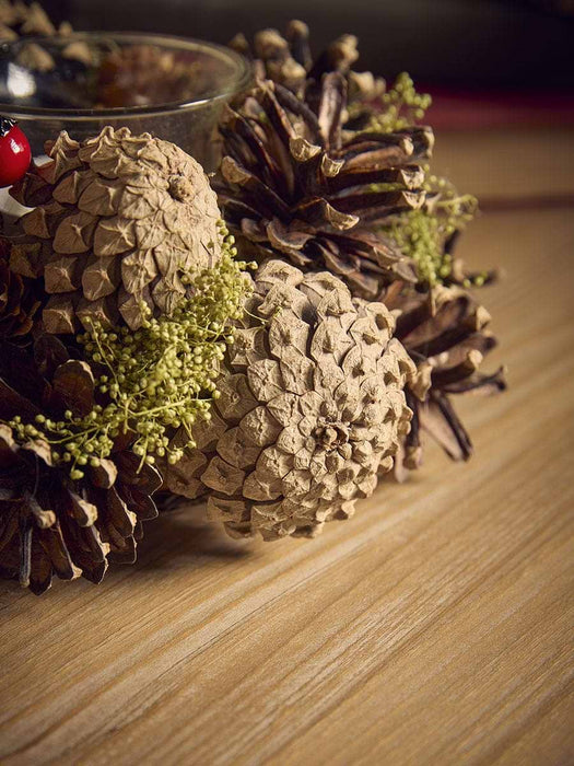 Two Pinecone & Berries Tealight Holders