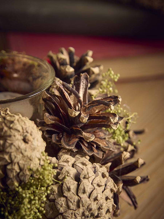 Two Pinecone & Berries Tealight Holders