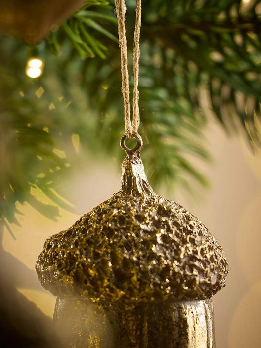 Six Metallic Hanging Acorns
