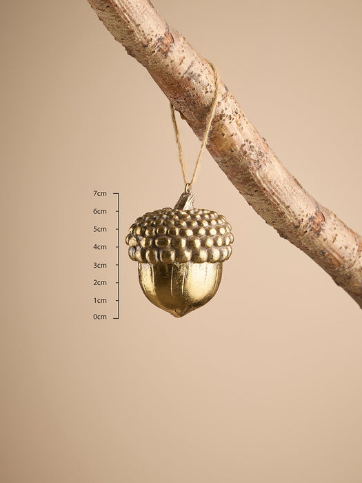Six Metallic Hanging Acorns