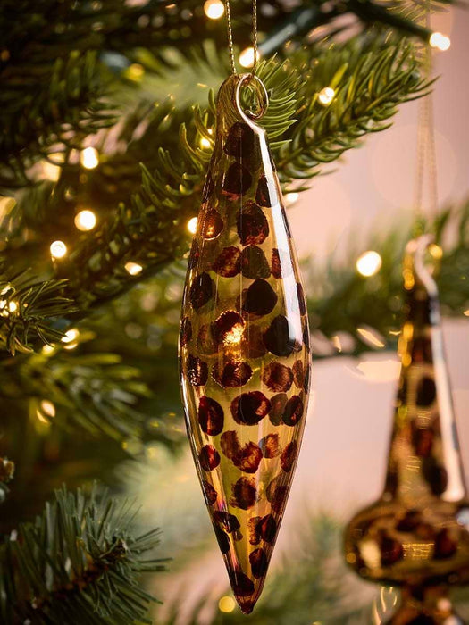Four Leopard Print Glass Finials