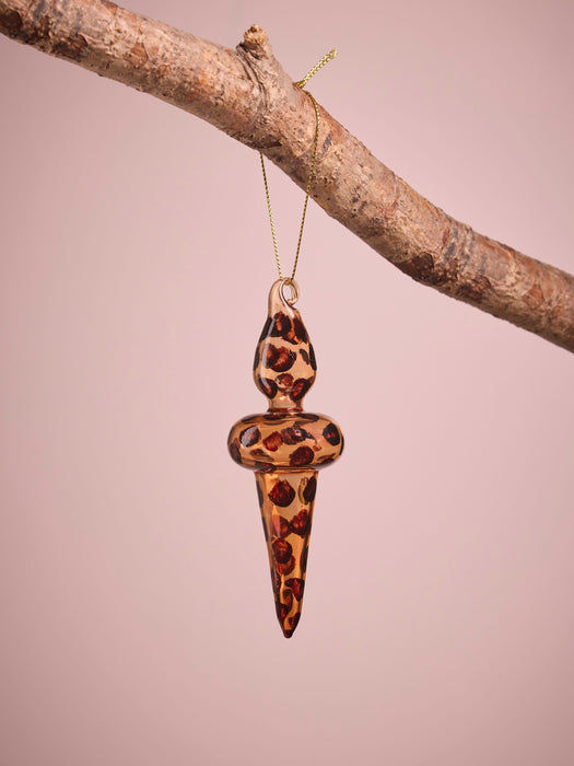 Four Leopard Print Glass Finials