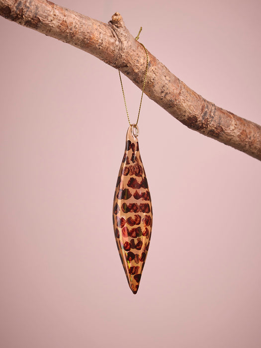 Four Leopard Print Glass Finials
