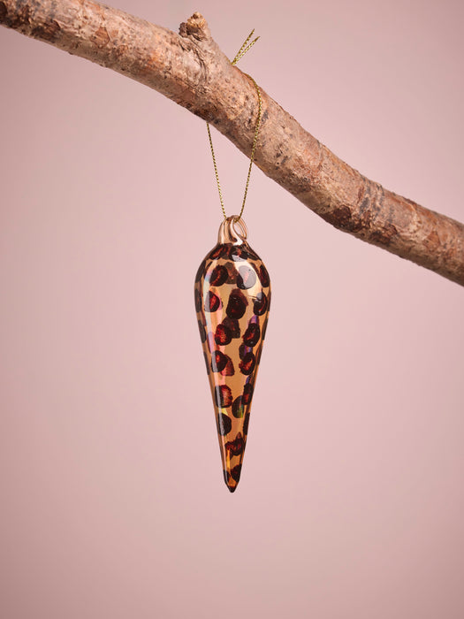 Four Leopard Print Glass Finials