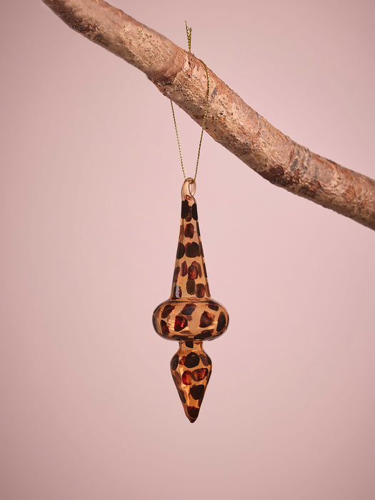 Four Leopard Print Glass Finials