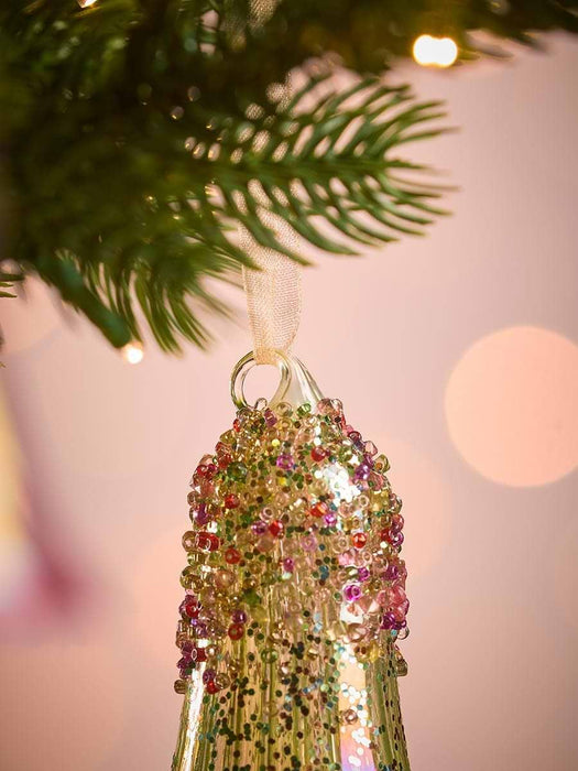 Six Encrusted Glass Baubles