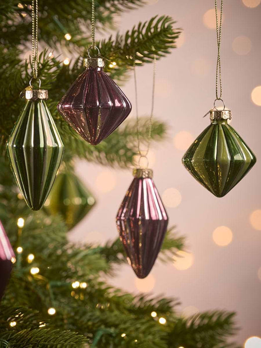 Eight Striped Glass Baubles