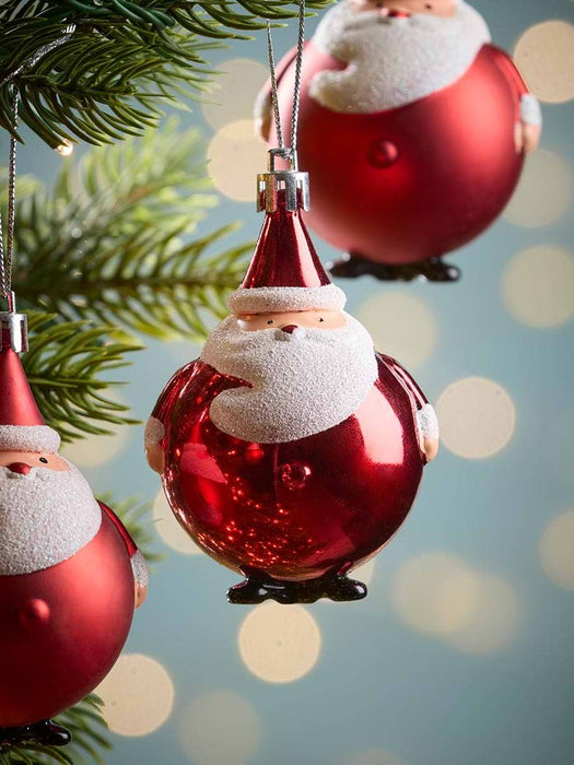 Six Round Shatterproof Santas