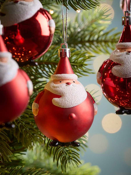 Six Round Shatterproof Santas