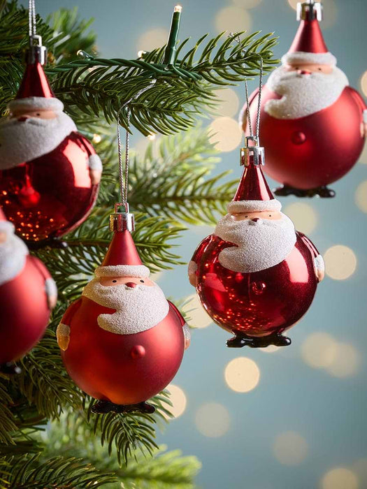 Six Round Shatterproof Santas