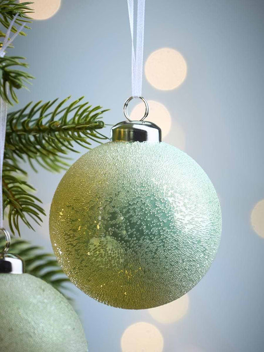 Six Mint Speckled Shatterproof Baubles