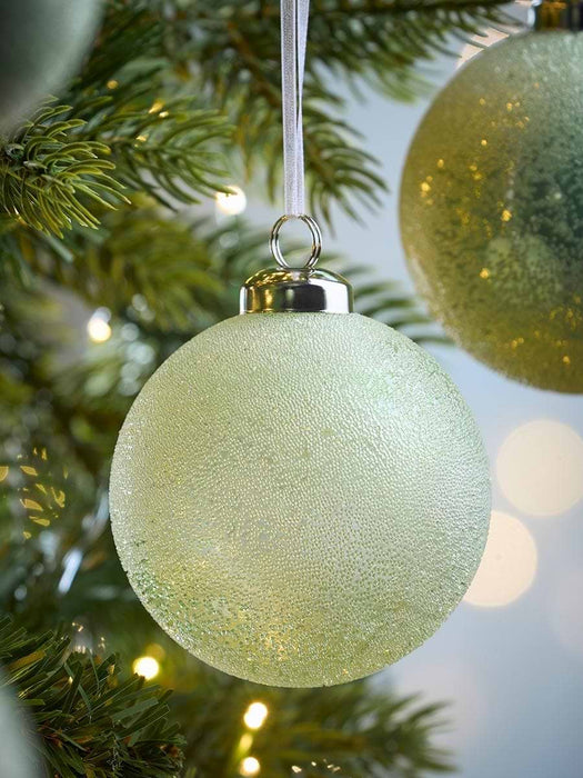 Six Mint Speckled Shatterproof Baubles