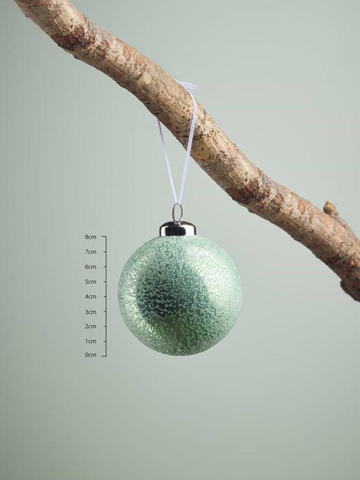 Six Mint Speckled Shatterproof Baubles