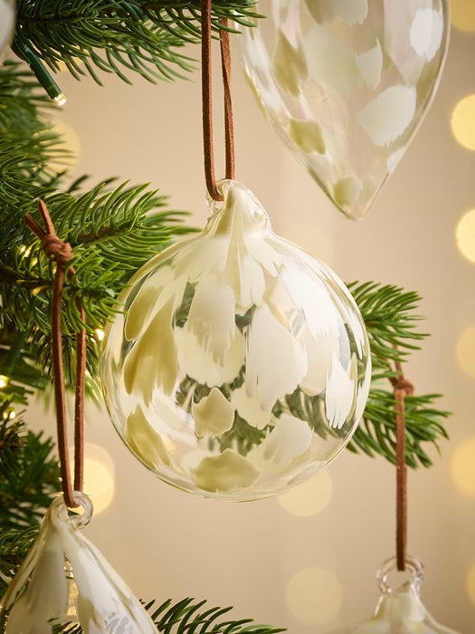 Six Swirly Dot Glass Baubles