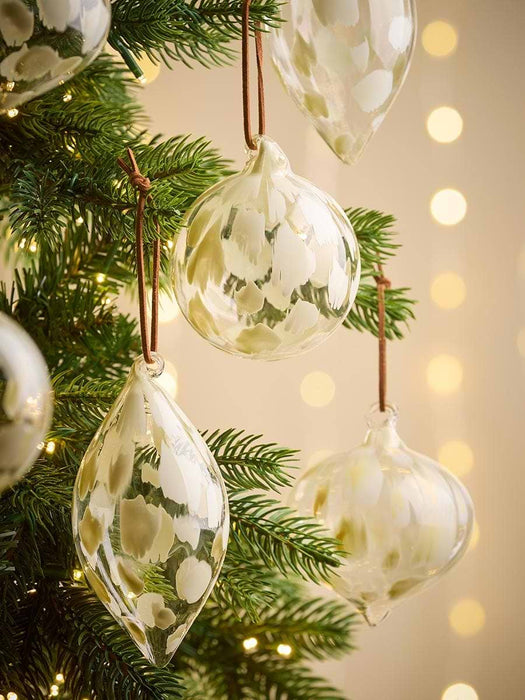 Six Swirly Dot Glass Baubles