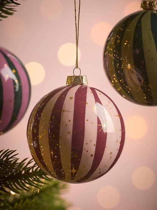Six Handmade Candy Stripe Baubles