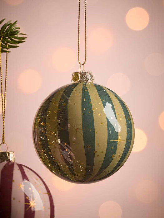 Six Handmade Candy Stripe Baubles