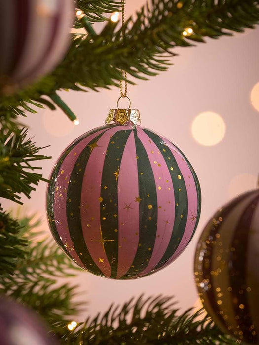 Six Handmade Candy Stripe Baubles