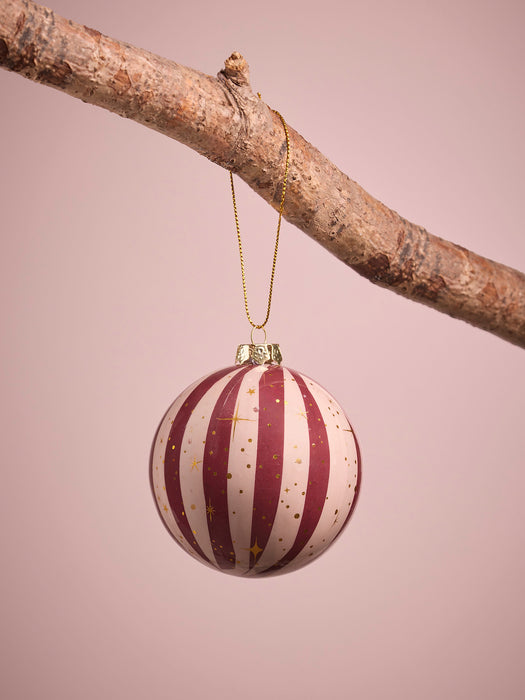 Six Handmade Candy Stripe Baubles