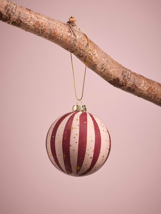 Six Handmade Candy Stripe Baubles