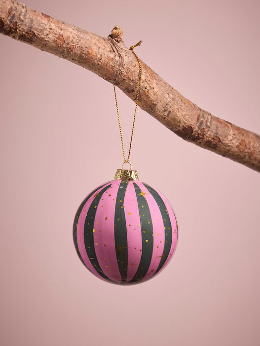 Six Handmade Candy Stripe Baubles
