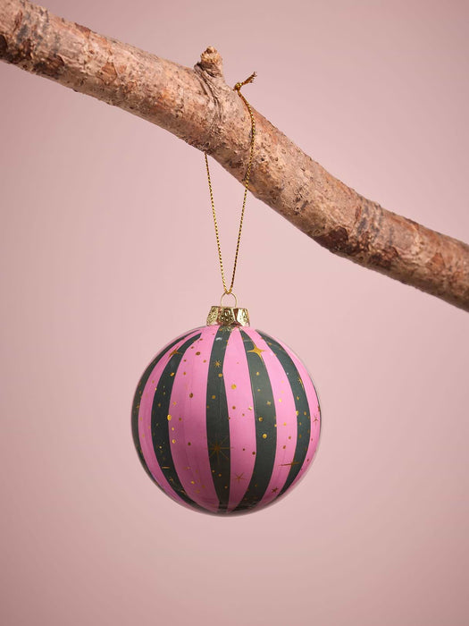 Six Handmade Candy Stripe Baubles