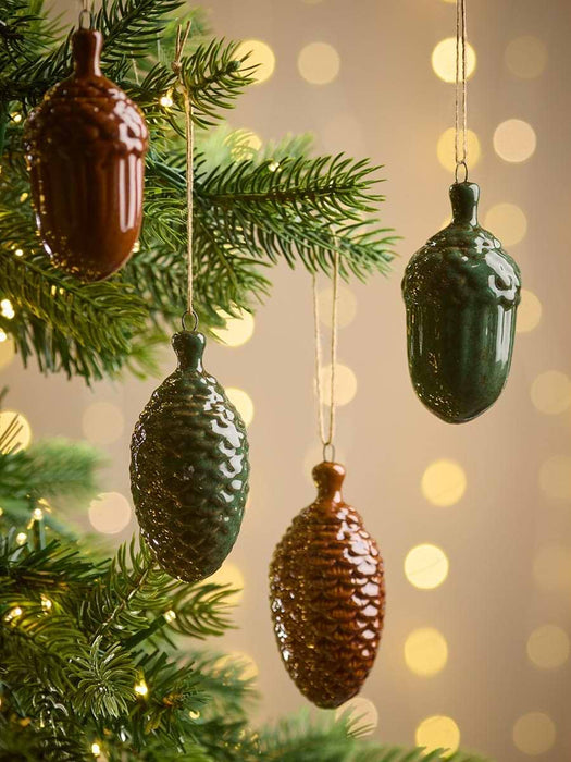 Four Ceramic Acorns