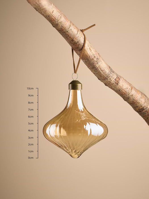 Six Amber Glass Baubles