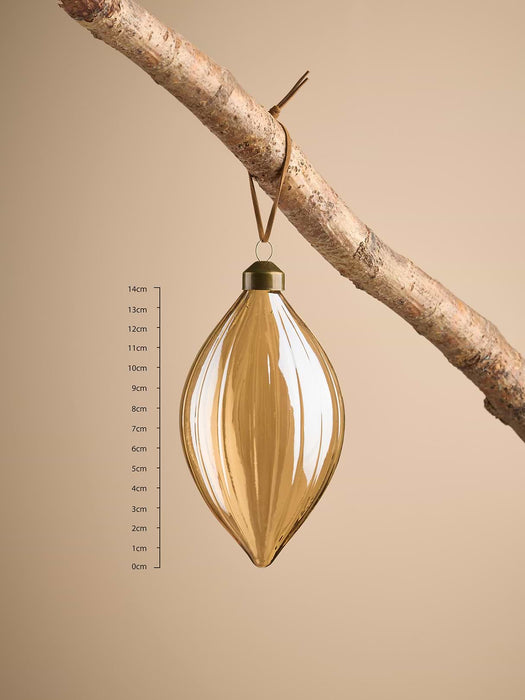 Six Amber Glass Baubles