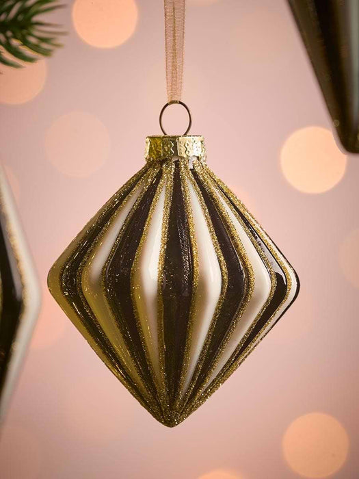 Six Monochrome Glass Baubles