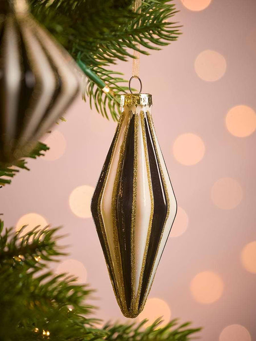 Six Monochrome Glass Baubles