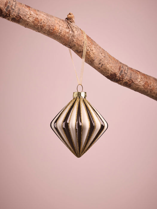 Six Monochrome Glass Baubles