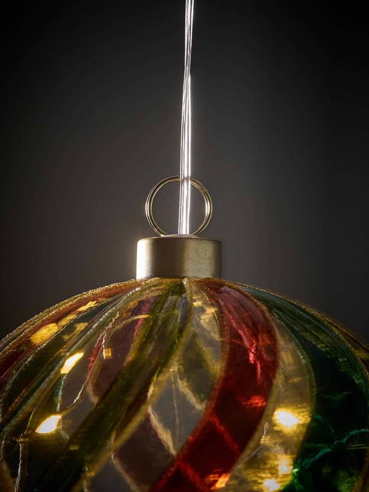 Light Up Striped Glass Bauble