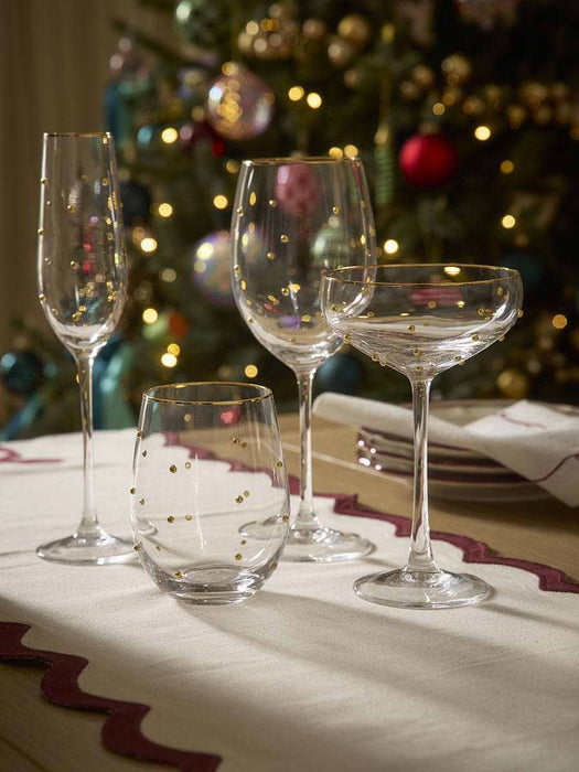 Four Gold Dot Wine Glasses