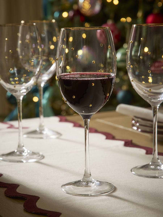 Four Gold Dot Wine Glasses