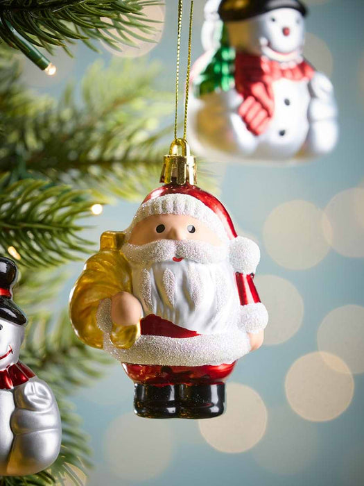 Six Santa & Snowman Bauble Mix