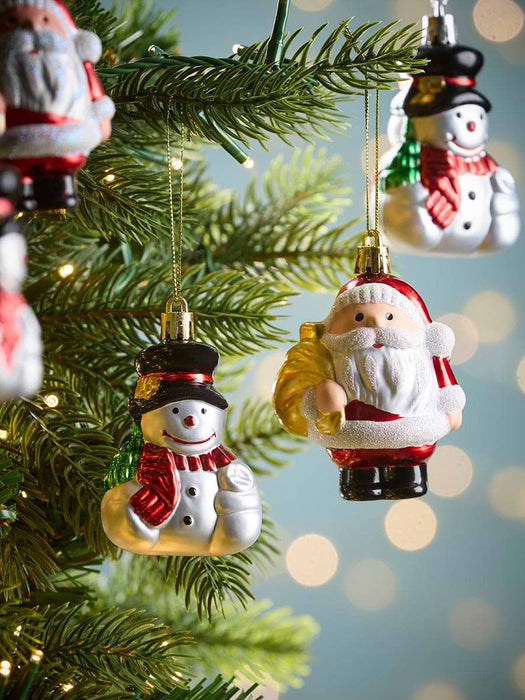 Six Santa & Snowman Bauble Mix