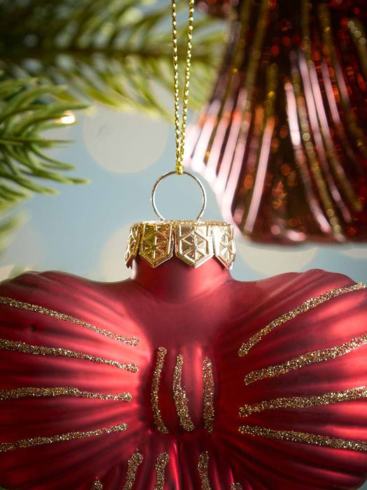 Four Festive Glass Bow Baubles