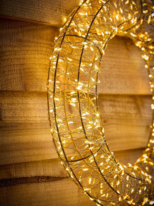 Lit Naked Wire Outdoor Wreath- Small