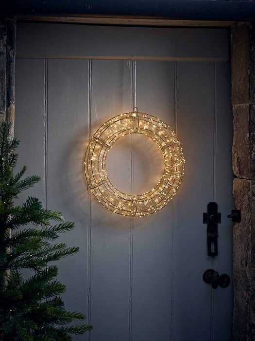 Lit Naked Wire Outdoor Wreath- Small