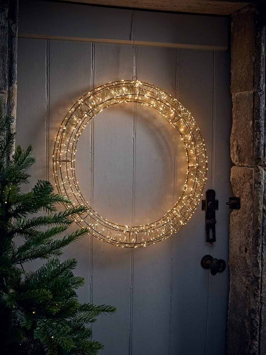 Lit Naked Wire Outdoor Wreath - Large