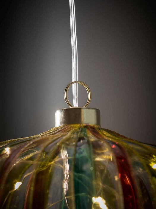 Lit Glass LED Multi Stripe Bauble